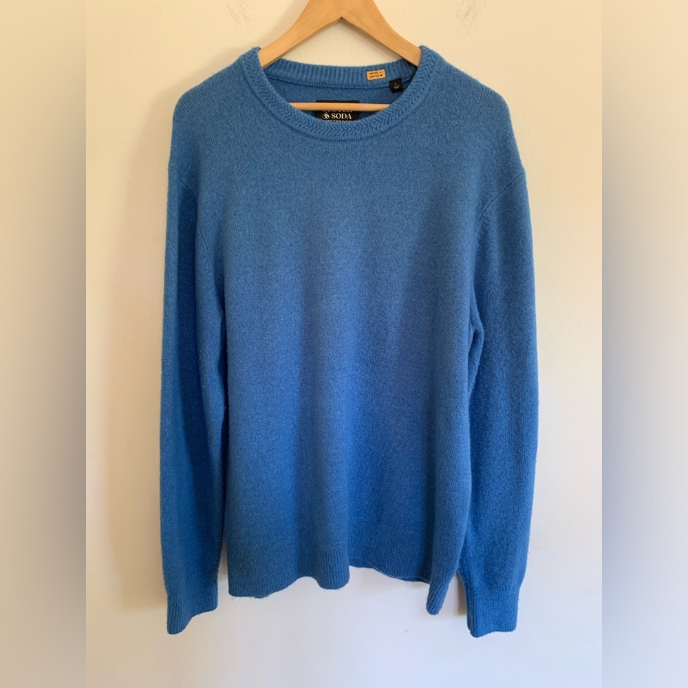 Scotch & Soda Men's Blue Wool Blend Crewneck Sweater Size L